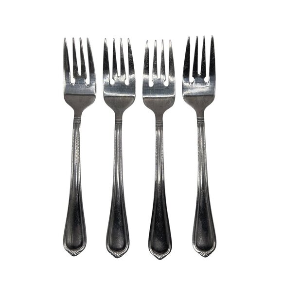Towle Silver Vienna Stainless Steel glossy Salad Forks Set Of 4 - Picture 3 of 5